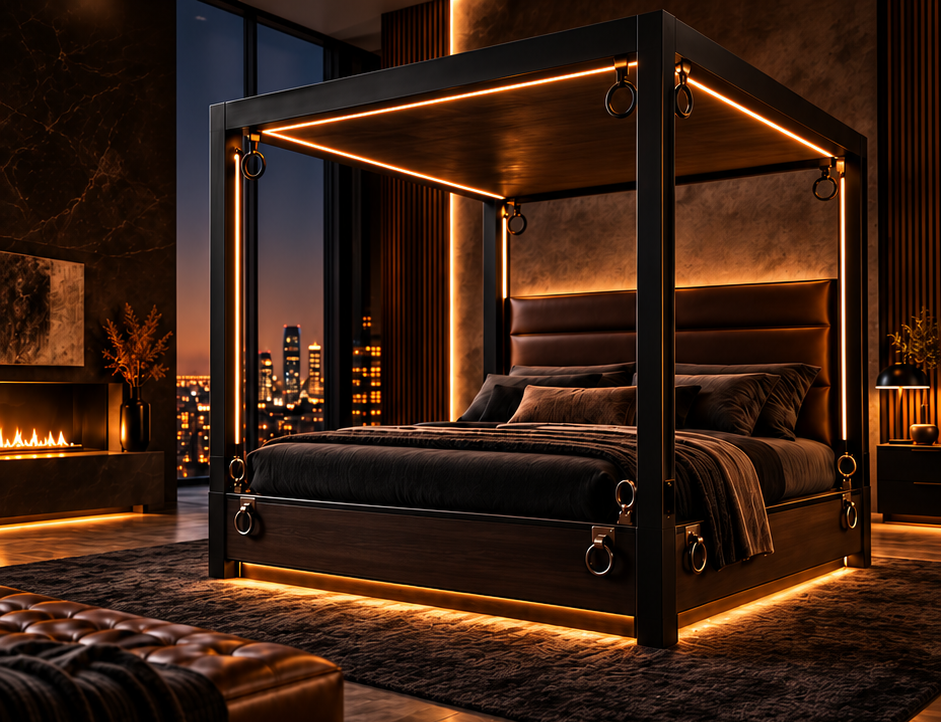 Concept visualization of Fantasy, a Velvet & Steel steel bedroom furniture design
