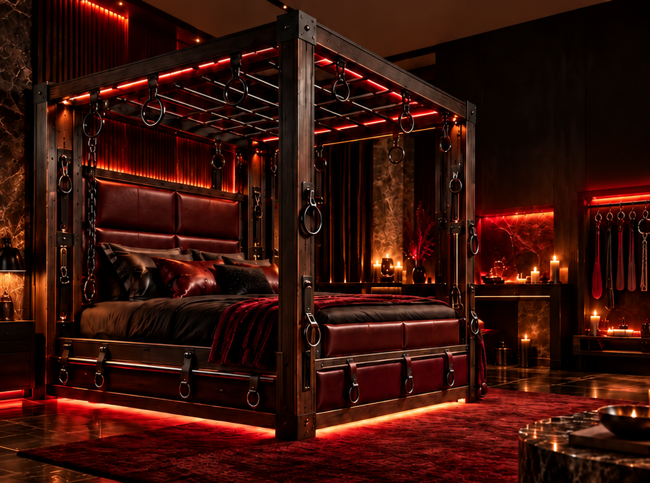 Concept visualization of Mine, a Velvet & Steel steel bedroom furniture design