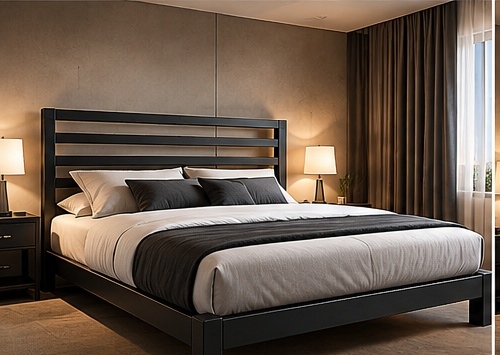 Concept visualization of Stripped, a Velvet & Steel steel bedroom furniture design